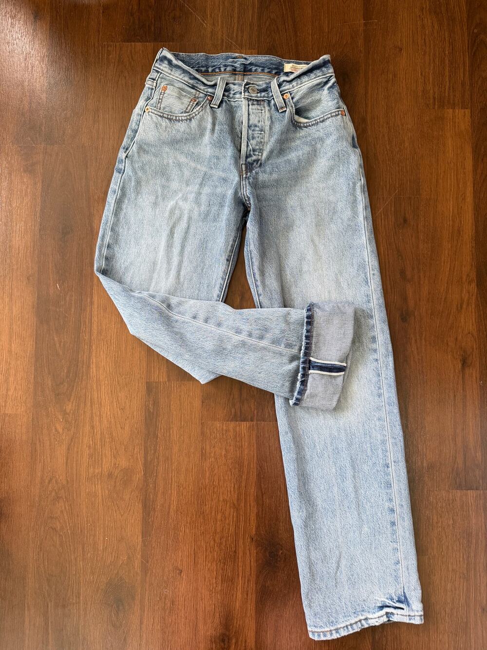 Levi’s 501xx 90’s Premium Selvedge Denim Jeans Sz 24 Big E Casual Light Wash Y2K